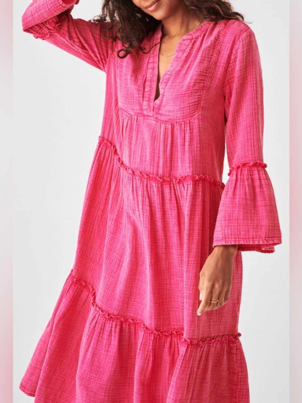 Faherty Pink Gauze Maxi Dress NWT Large Preppy Old Money - Picture 3 of 8